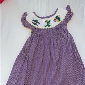 mardi gras smocked dress size 3